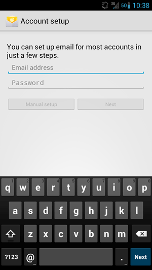 Android Email, Account Setup